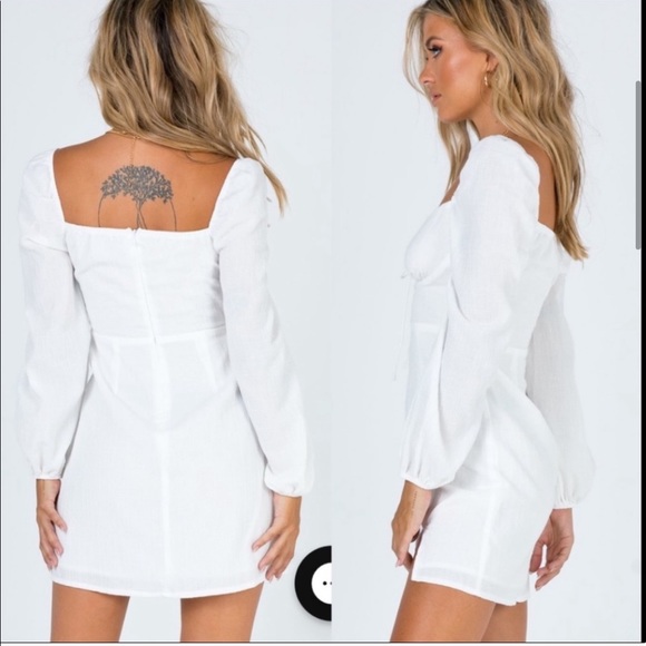 Princess Polly Alena White Long Sleeve Mini Dress - Picture 2 of 14